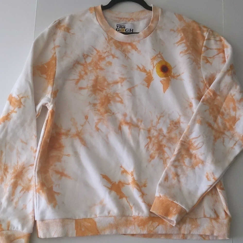Van Gogh Immersive experience Sweatshirt. Sunflower/tye dye orange/white XXL
